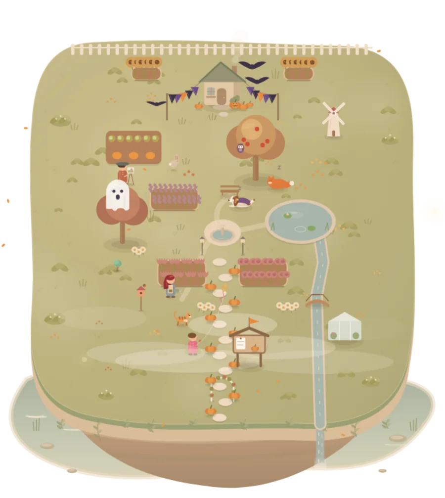 Hanalia's island decorated for Halloween